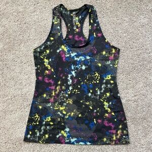 lukka Racerback Tank Top Size Medium Cosmic Tie Dye Paint Splatter Athletic Top